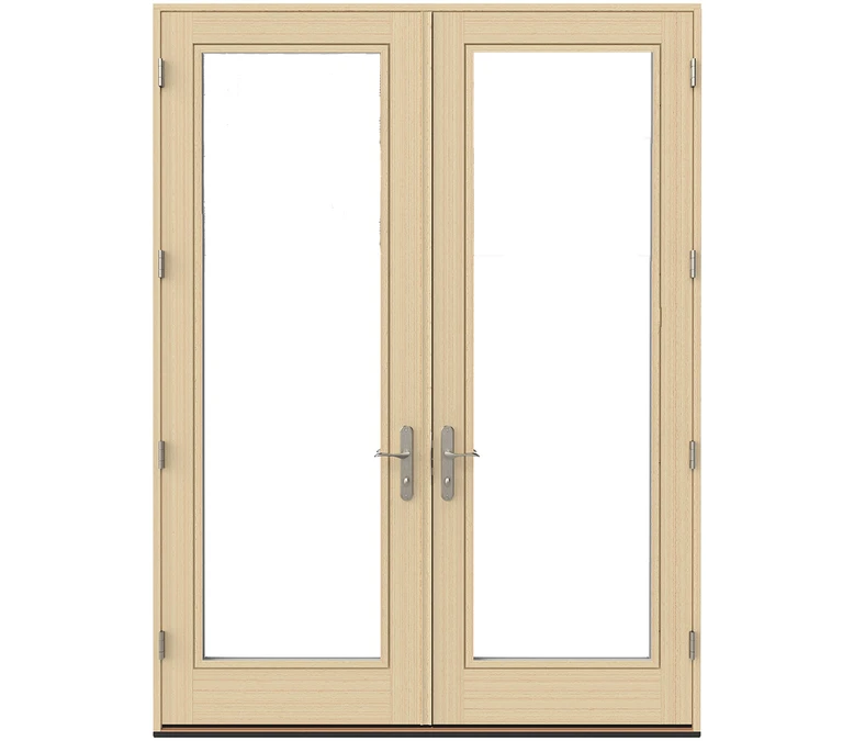 Trenton Pella Lifestyle Series Wood Double Hinged Patio Doors